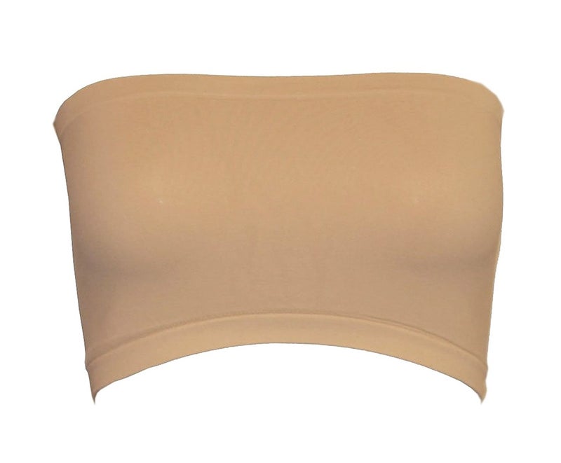 Qunson Women's Strapless Stretch Layer Seamless Tube Bra Bandeau Top (Nude) - Image 1